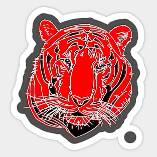 Chinese Tiger Head Feline portrait Wildcat face profile Sticker